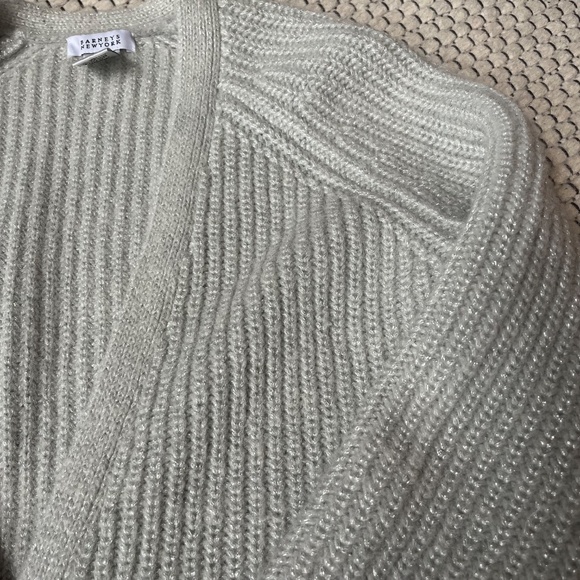 Barneys New York Shimmer Wool Ribbed Cardigan – Size Small - Picture 3 of 7